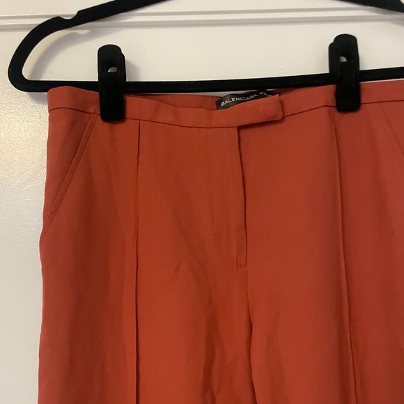 Balenciaga Straight Leg Dress Pants Sz 2 Rusted Orange Mid-Rise Trousers - Picture 7 of 10